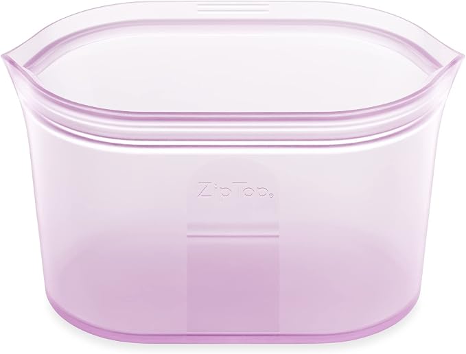 Zip Top Reusable Food Storage Bags | Large Dish [Lavender] | Silicone Meal Prep Container | Microwave, Dishwasher and Freezer Safe | Made in the USA