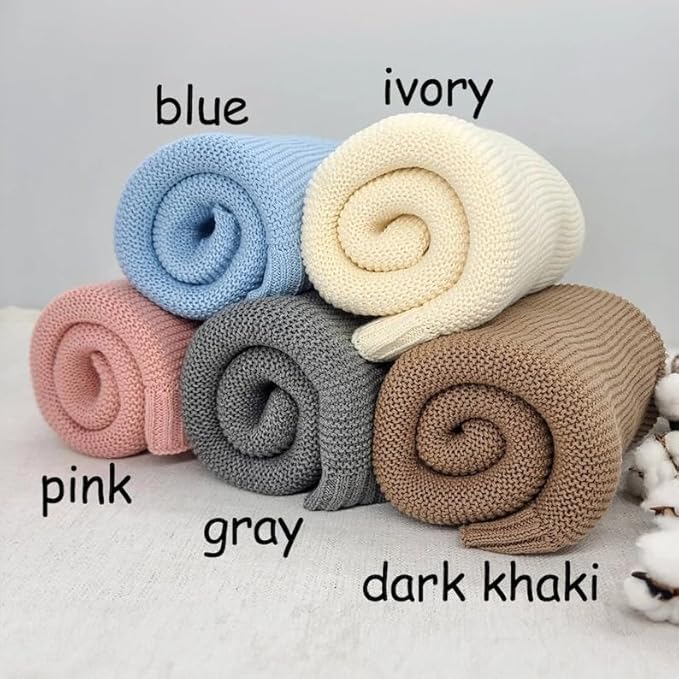 Embroidered Baby Blanket, Custom Name Blanket for Toddler, Personalized Knit Blankets for Baby, Stroller Blanket 30x40 cm (Cotton, Sky Blue)