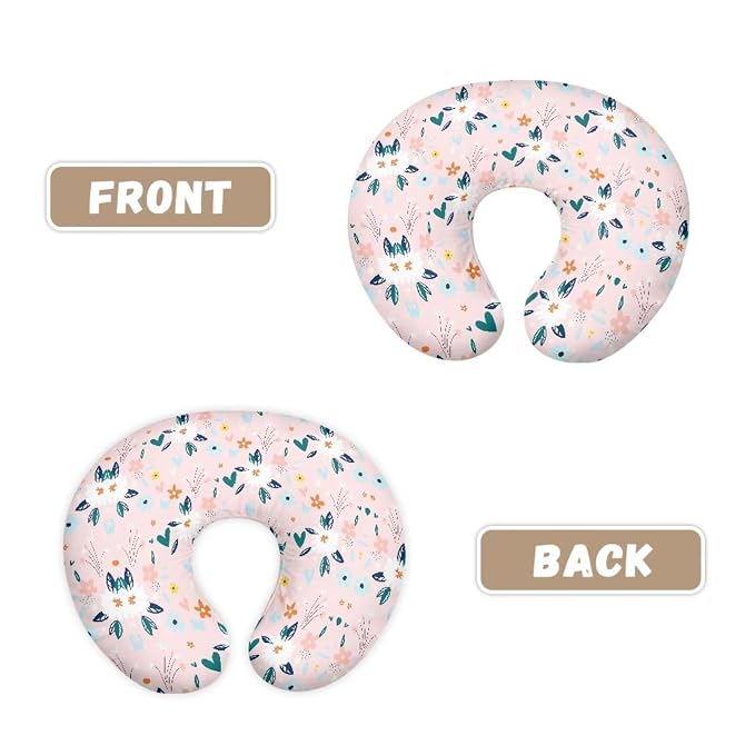 Cartoon Floral Nursing Pillow Covers, Machine Washable Premium Fabric Fits The Original Support Pillow for Breastfeeding and Bottle Feeding, Cover Only