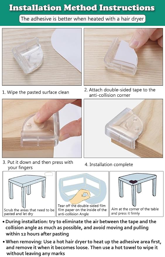 AKOAK 10 PCS Baby Safety Corner Protection, Table, Baby Protection, Furniture Corner and Edge Safety Bumper, with Strong Adhesion