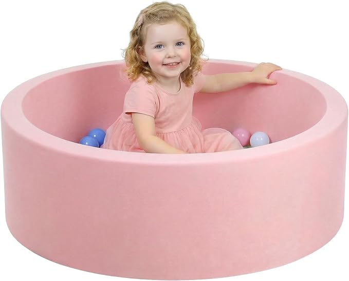 Wilwolfer Foam Ball Pit for Toddlers, Large Baby Ball Pit for Babies with Soft Memory Sponge, Indoor Outdoor Baby Playpen, Kids Play Ball Pool, Gift Toys for Infants Boys and Girls (Pink, NO Balls)