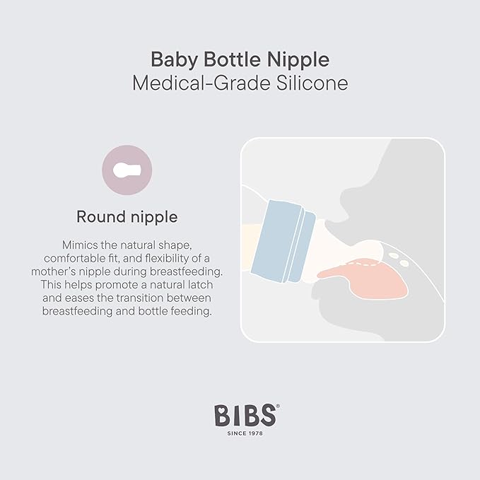 BIBS Baby Bottle 9 oz / 270 ml Silicone Nipple 2 Pack - Anti-Colic, BPA-Free, Round Nipple, Medium Flow, Lightweight & Easy to Clean, Suitable for Newborns 0+ Years - Ivory