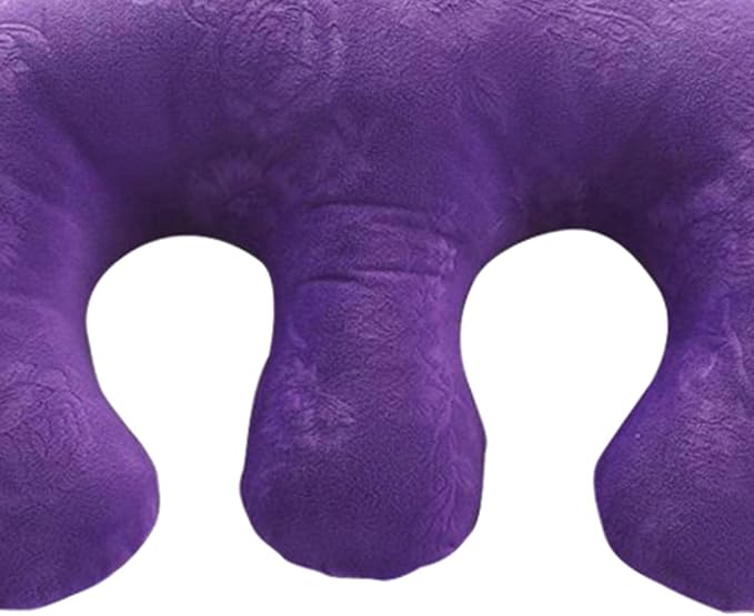 Chest Pillow Breast Support Velvet Cotton Massage Cushion Detachable Pad Comfortable Bolster Suitable for Salon Home Travel Breastfeeding Sleep, Purple, 16.9x11 inch