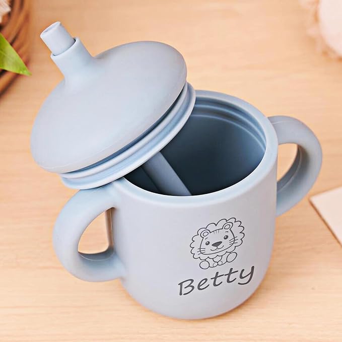 Personalized Silicone Straw Cup Baby Three Stage Training Cup Suitable for Infants Toddlers and Children Baptism Gift Easter Gift