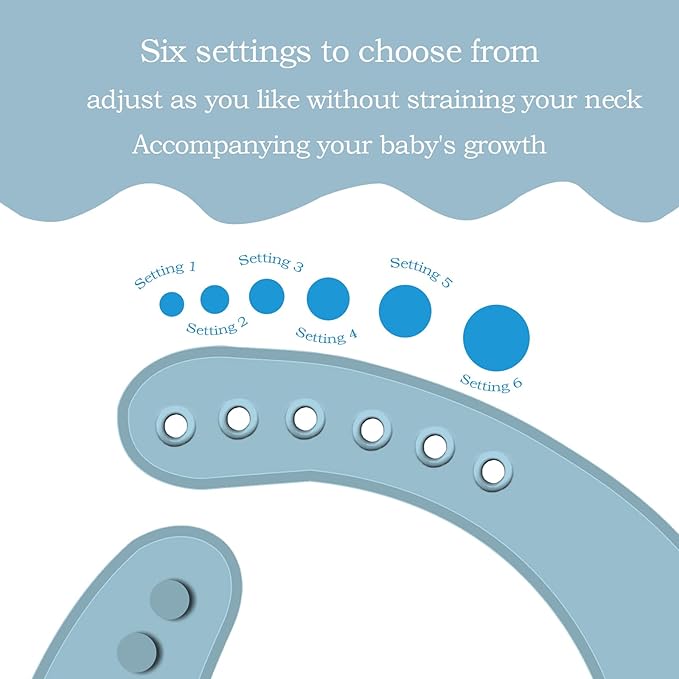 Silicone Baby Bibs ??Adjustable, Soft, Waterproof & Durable, with Large Food-Catching Pocket, Feeding-Friendly