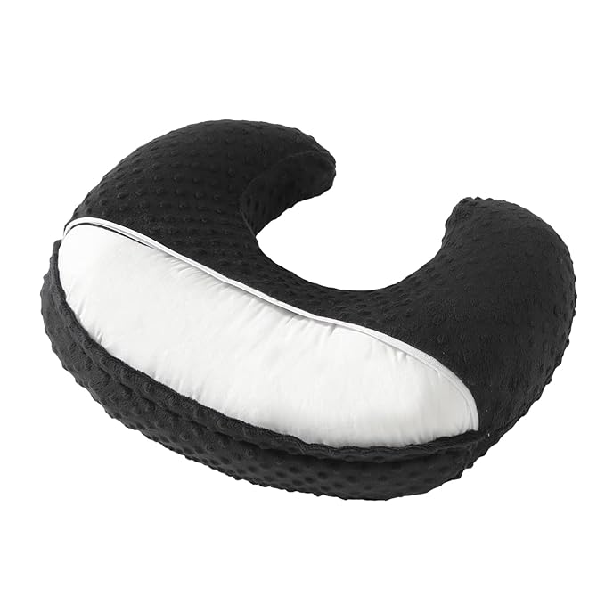 Nursing Pillow and Positioner with Cover for Breastfeeding and Bottle Feeding, Propping Baby, Tummy Time, Baby Sitting Support, Awake-Time Support (Black, 22" x 17.7" x 5.9")