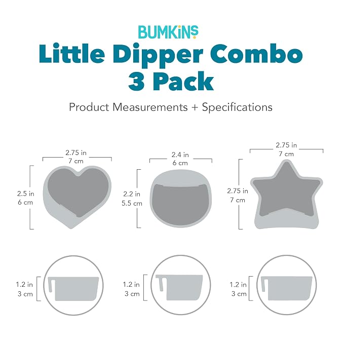 Bumkins Baby Silicone Little Dippers, Attaches to Bowls, Dishes and Plates, Sauce Cup, Holds Condiments, Dip, Puree, Toppings, Baby Led Weaning, Essential Feeding Supplies, for Babies 6 Months Up