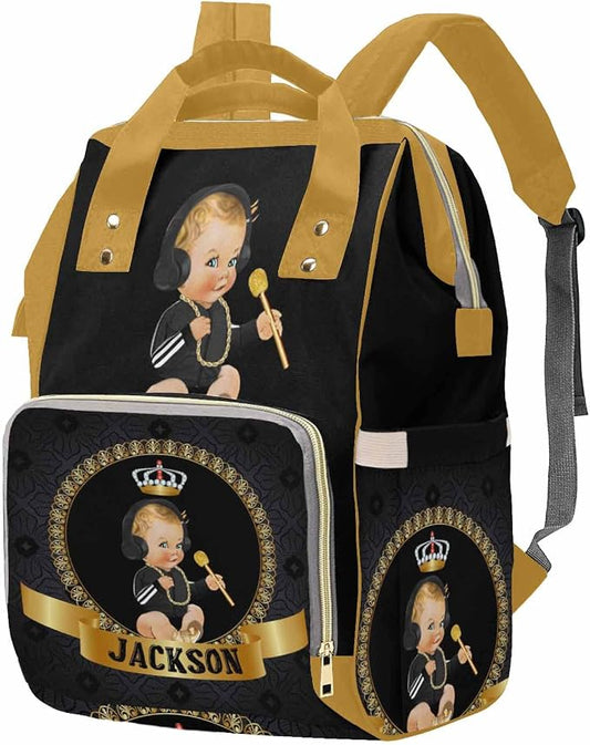 M YESCUSTOM Custom Diaper Bag with Name Personalized Mommy Bag Customized Gift for Mothers Day Fathers Day (Black)