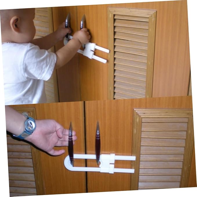 Childproof Cabinet Locks U-shaped Sliding Latches for Kitchen Closet and Cabinets Set of 4 No Tool Installation