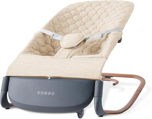 VaVaSoo Electric Baby Rocker to Toddler Chair, Automatic Motion with Smart Touch-Start, 3-Level Recline & 8 Melodies, Portable Infant Seat up to 40lbs, ASTM Certified (Battery Type-C Powered) (Yellow)