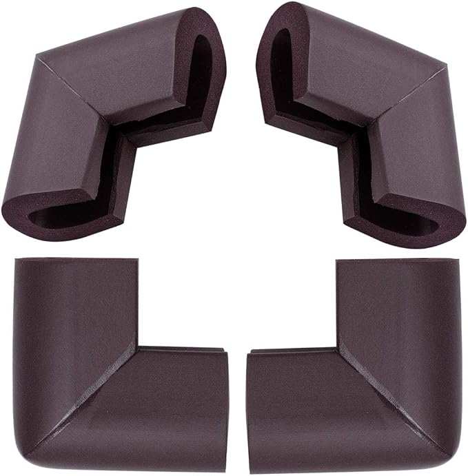 uxcell 4pcs Foam Furniture Desks Table Cover Pads Protectors Corner Cushions Bumper Guards Dark Brown