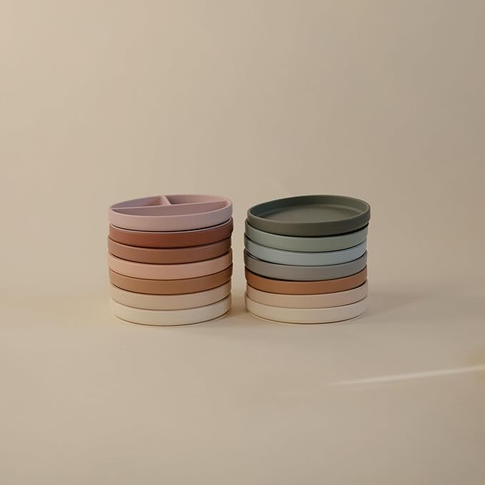 mushie Silicone Suction Plate | BPA-Free Non-Slip Design (Shifting Sand)