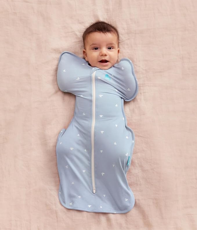 Love to Dream Swaddle Up Viscose from Bamboo, Arms Up Position, Soft and Sustainable Bamboo Fabric, Versatile Wearable Blanket, 1.0 TOG (20-24°C) Ideal for Moderate Temps, Small 8-13 lbs, Boats Mist