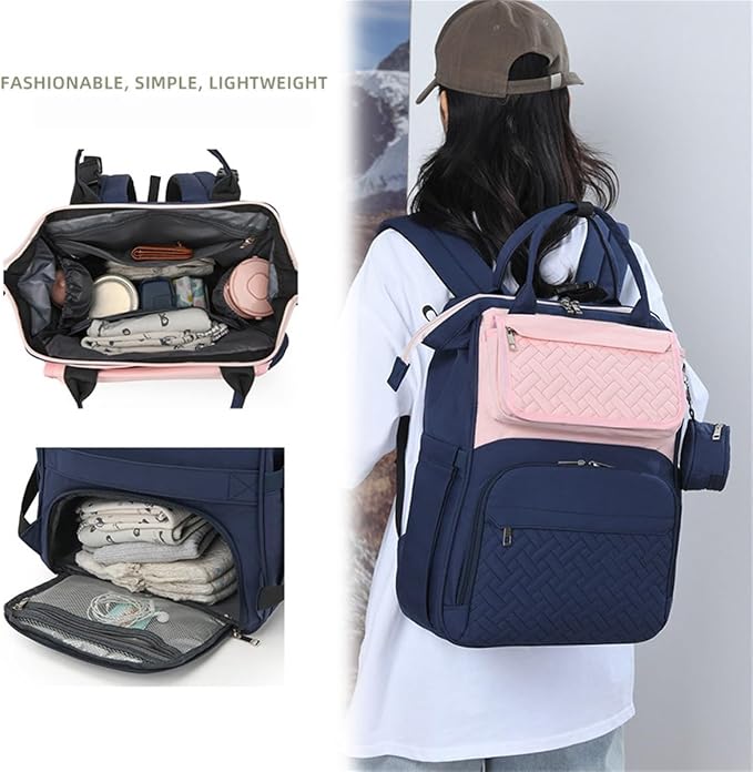 Diaper Bag Backpack with Changing Pad Pacifier Case, Diaper Bag Backpack for Dad and Mom, Maternity Bag Organizer (Blue Gray)