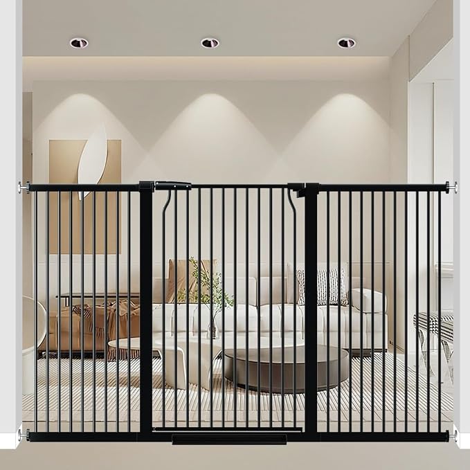 40.55" Extra Tall and Wide Baby & Dog Gate, 68.6-71.2 in, Pressure Mounted, Black