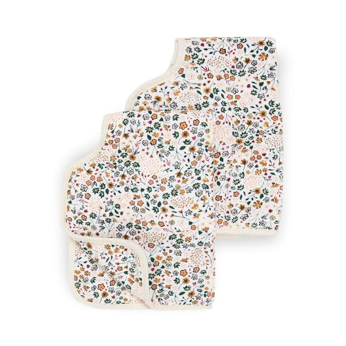 Little Unicorn Ultra-Absorbent Premium Burp Cloth 2 Pack | Soft on Baby's Skin | Larger Size | Ergonomic Design | Set of 2 (Pressed Petals)