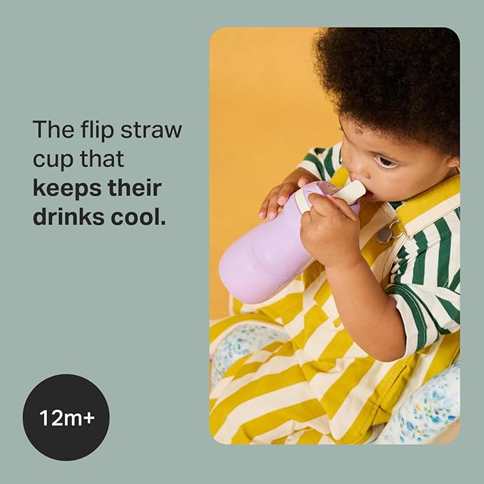 Tommee Tippee Insulated Sporty Spill-Proof Straw Cup, 12 Months+, 9oz, Toddler Training Sippy Cup, Sporty Carry Handle, Bite Resistant Spout, Flip Lid Keeps Straw Clean, Pack of 2, Blue and Red