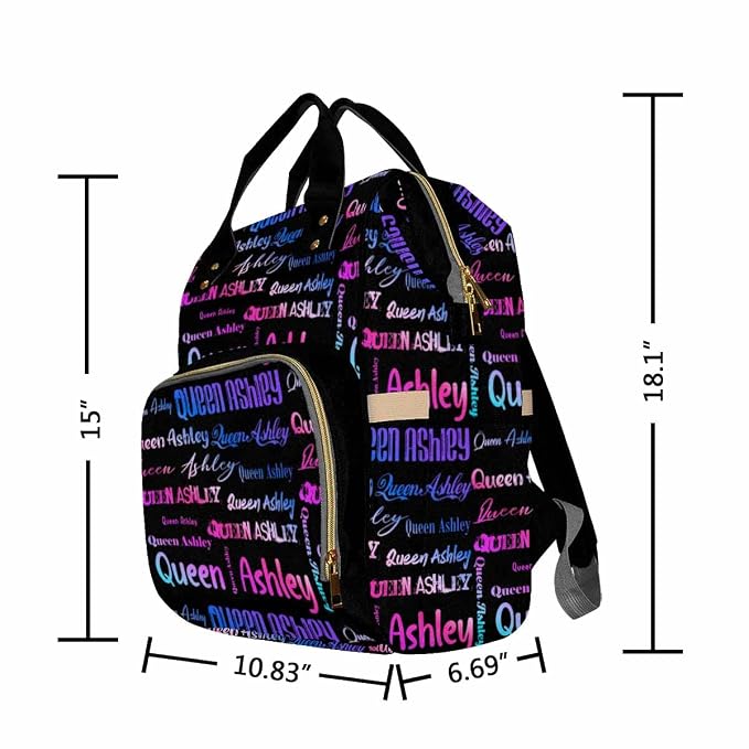 InterestPrint Personalized Nappy Bag with Name, Custom Colorful Gradient Monogram Diaper Bag Customized Nursing Bags Shoulder Bag Backpack Casual Daypack Bag for Mom Sister Shopping Present