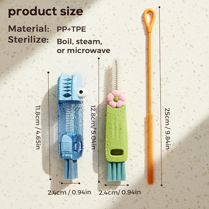 3 in 1 Cup Lid Cleaning Brush, 2026 New Bottle and Straw Brush Cleaning Set, Multifunctional Bottle Brush Cleaner, Crevice Cleaning Brush Tools for Gap Tight Spaces, Home Kitchen Gadgets (Red A)