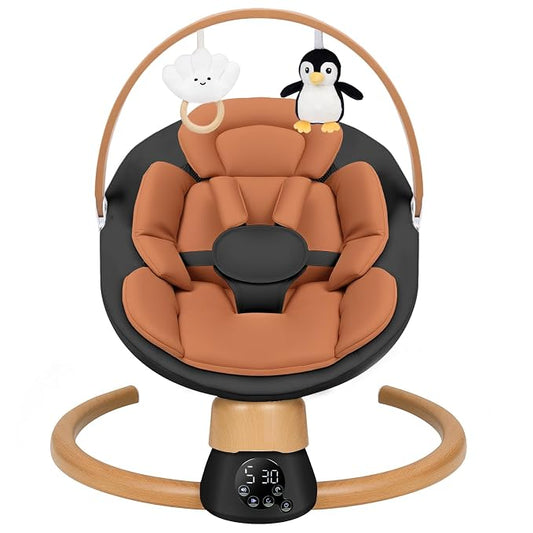 Baby Swings for Infants | Electric Portable Baby Swing with Bluetooth, 5 Swing Speed, 3 Timer Settings, 10 Melodies, 5-Point Harness & Remote Control | Indoor & Outdoor Newborn Swing (Black)