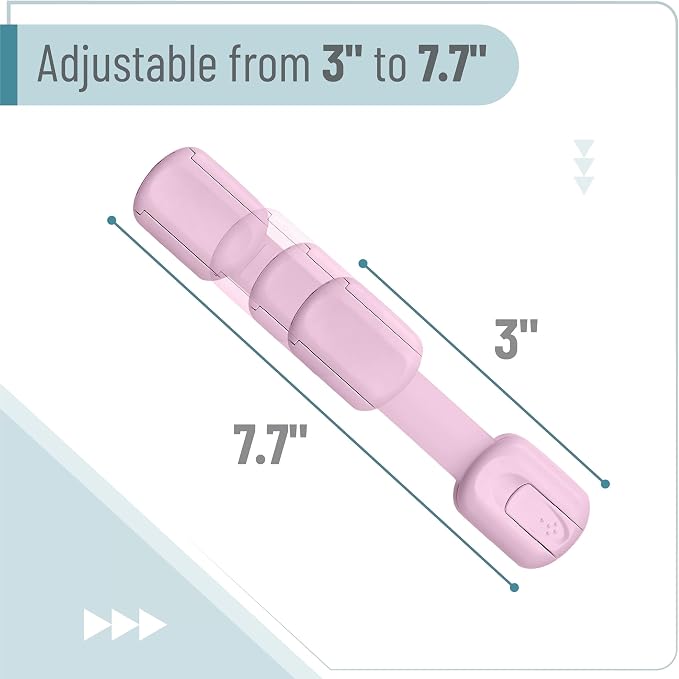 Bates- Child Safety Strap Locks, 12 Pack, Baby Pink, Child Locks for Cabinets and Drawers