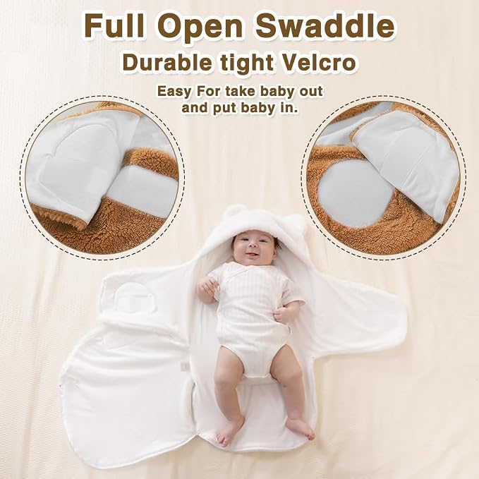 AiWMGL Baby Winter Fleece Swaddle Blanket 3-6 Months Boys Girls Warm Adjustable Newborn Swaddling Wrap Soft Plush Sleeping Sacks