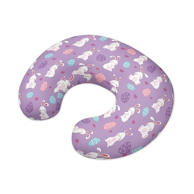 Colorful Turkey Egg Nursing Pillow Cover Girl Nursing Covers for Breastfeeding Slipcover Washable Toddler Pillow Case Cover,Cute Rabbit Print Easter Gift