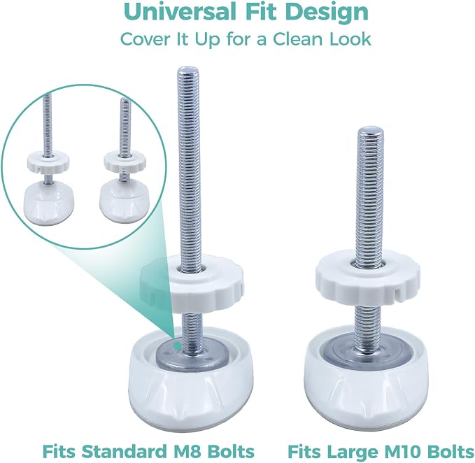 Baby Gate Wall Protector 4 Pack, Wall Cups with Hidden Bolt Covers for Pressure Mounted Baby and Pet Gates, Fits M8/M10 Spindle Rods, Protects Walls and Baseboards