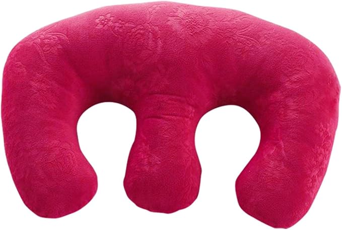 Chest Pillow Breast Support Velvet Cotton Massage Cushion Detachable Pad Comfortable Bolster Suitable for Salon Home Travel Breastfeeding Sleep, Rose Red, 16.9x11 inch