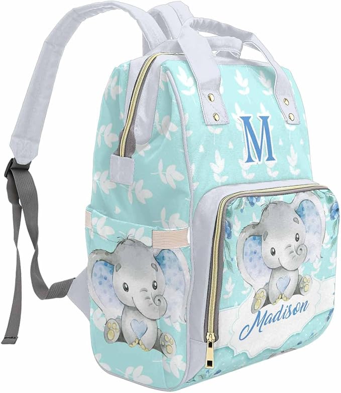 M YESCUSTOM Personalized Baby Diaper Bag Large Capacity Mommy Bags, Animals Baby Backpack Custom Name Backpack Blue Casual Daypack Nappy Bag Gifts for Women Daughter