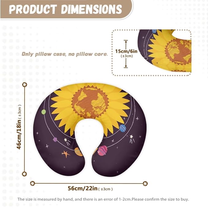 Purple Baby Lounger Cover with Nursing Pillow Covers Set for Newborn,Ultra Comfort Baby Nest Cover,Soft Breathable Nursing Pillow Cover for Breastfeeding and Bottle Feeding Sunflower Planets