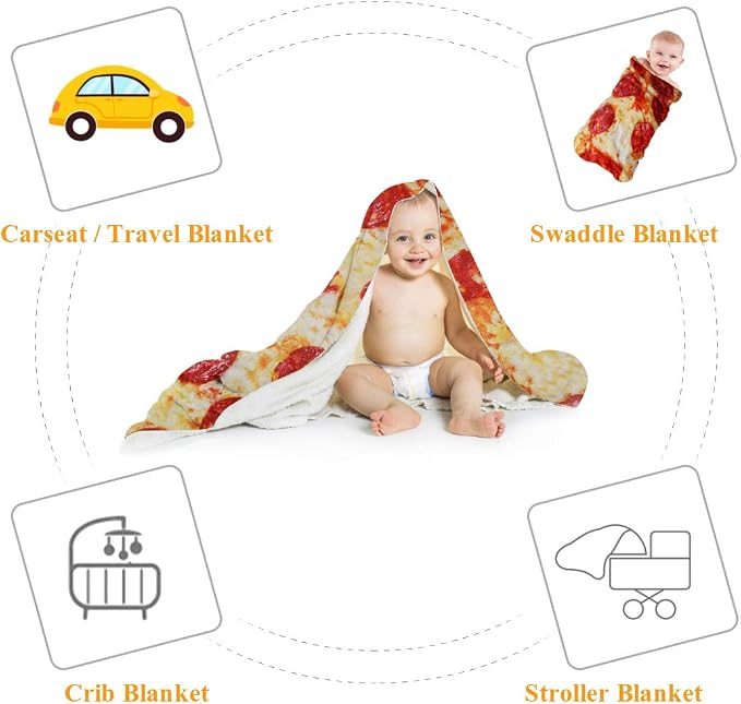 Pizza Blanket Baby Gift, Baby Pizza Swaddle Blanket, Kids Newborn Baby, 285 GSM Soft Flannel Wearable Wrap Funny for Boy Girl Daughter Son