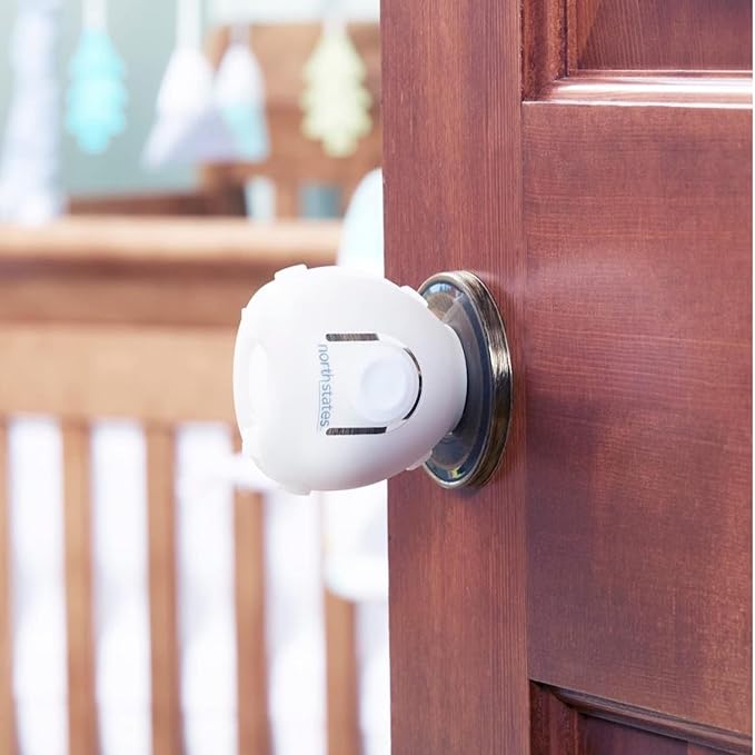 Toddleroo by North States - Door Knob Covers for Baby Proofing: Child Proof Door Knob Safety Cover for Kids - White 2 Count (Pack of 6)
