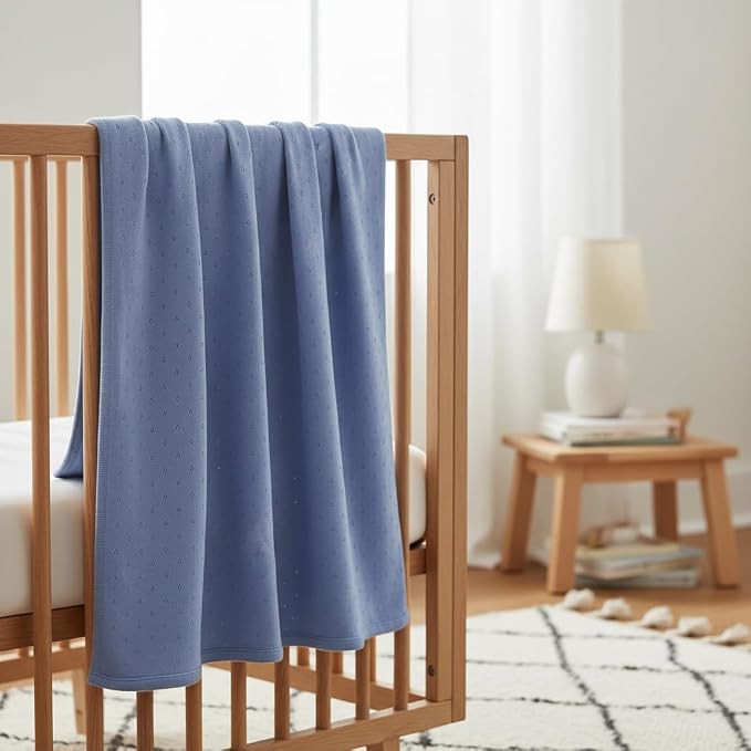 The Heirloom Blanket - 100% Organic Cotton Baby Blanket, American Made, 30x40in - Bassinet, Crib, Stroller - Gift Registry Baby Shower for Newborns and Kids (Latte)