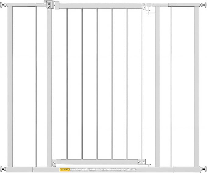 BestPet 36”Tall Dog Gate for Stairs & Doorways, Fits 28.5”-39.7” Wide Openings,Walk-Through Metal Pet Gate for Indoor Use,Adjustable Safety Gates for Pets,White