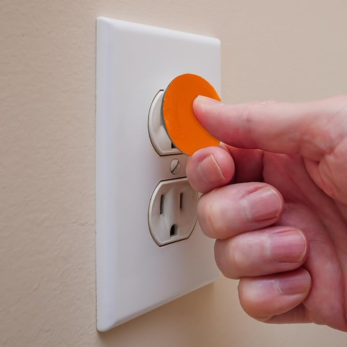 Pure Dark Orange Color Pattern 24 Packs Socket Covers Baby Proofing, Round Outlet Plug Cover, 2 Prong Safety Electrical Socket Protection Caps