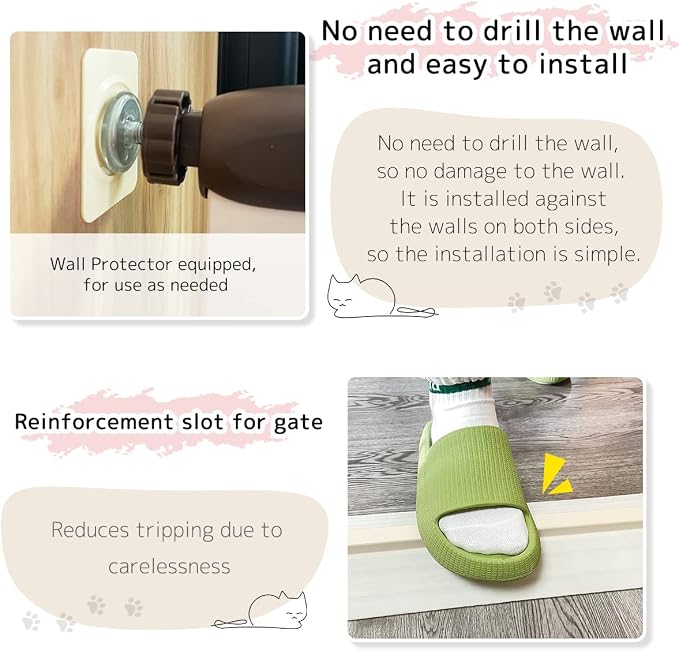 Lumizone Extra Tall Pet Gate 55.12" High Pressure Mounted 30.12"-34.05" Extra Wide (9 Sizes) 1.37" Gap for Cat Dog Stairs Doorway Hallway No Drilling Auto-Close (30.12"-34.05" W, Cream White)