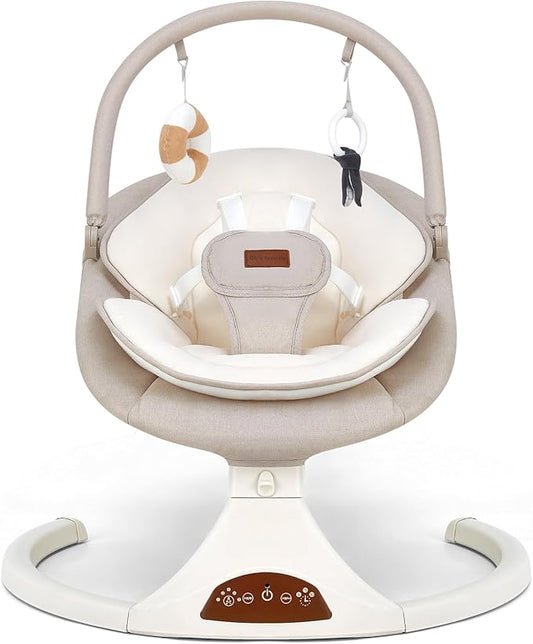 Baby Swings for Infants, Portable Infant Swing with 5-Speed Settings, Bluetooth Music & Timer, Suitable for Newborns up to 9 Months (Beige)