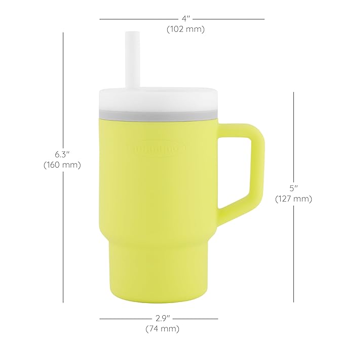 Infantino My 1st Tumbler,Silicone Sippy Cup with Straw & Handle,Spill-Resistant Baby Cup for On-the-Go,BPA-Free Transition Bottle,Citrus,(Pack of 6)