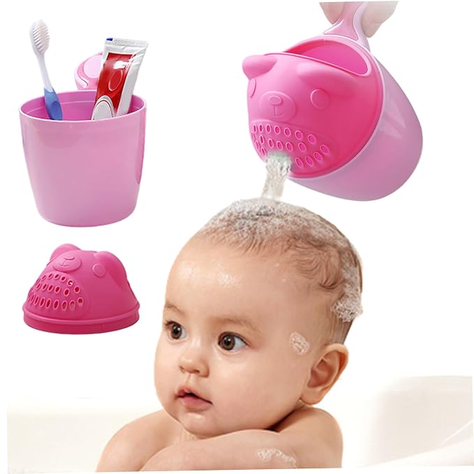 Bath Rinser Cup for Babies, Cartoon Bear Baby Bath Rinse Cup with Handle, Multi-Use Rinsing Water Scoop for Protecting Infant Toddlers Eyes, | Baby Rinse