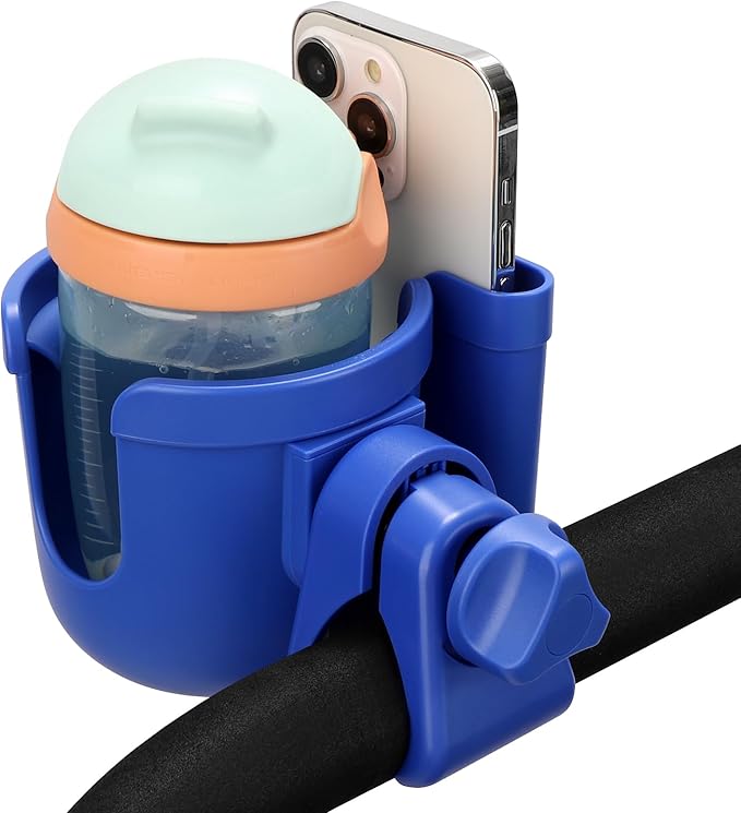 Accmor Stroller Cup Holder with Phone Holder, Bike Cup Holder, Universal Cup Holder for Uppababy Nuna Doona Strollers, 2-in-1 Cup Phone Holder for Stroller Bike Wheelchair Walker Accessory