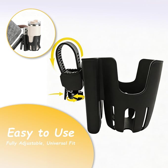 Cup Holder Compatible with UPPAbaby Vista V3 Cruz | 360 Degree Rotatable,Strap Cup Holder with Phone Slot Compatible with Accmor