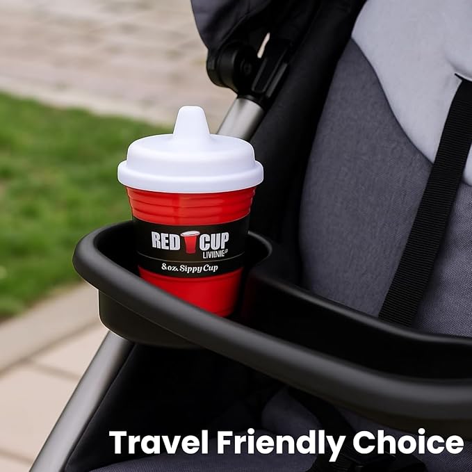 Red Cup Living Trainer Baby Sippy Cup 8 Oz BPA-Free Spill Proof, No Spill Non-Toxic Dishwasher Safe, Leak-Proof Lid, Easy Grip for Toddlers, Girls, Boys for Kids, Water Juice Milk Cup