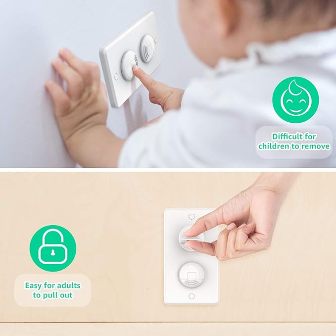 Outlet Covers (42 Pack) with Hidden Pull Handle Baby Proofing Plug Covers 3-Prong Child Safety Socket Cover Electrical Outlet Protectors Baby Proof Plug Protectors