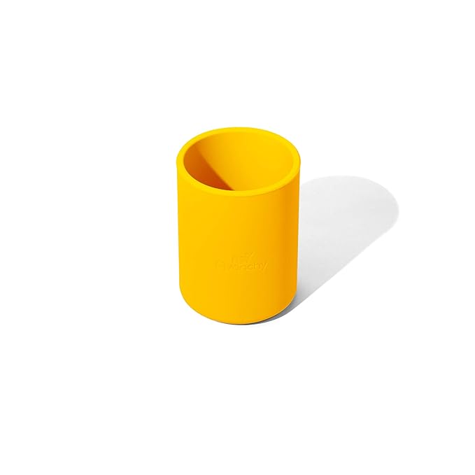 Avanchy Silicone Training Sippy Cup with Straw Lid ??Tiny Cup for Babies 6+ Months to Toddlers 1 Year Old ??5 oz Infant Water Cup for Baby Led Weaning, Yellow