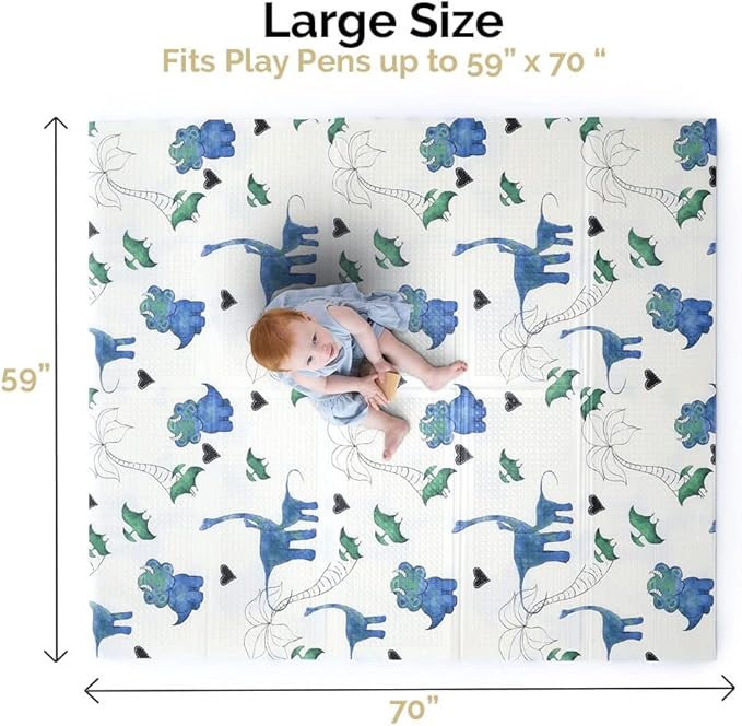 JumpOff Jo Foldable Foam Play Mat ??Large Waterproof Baby & Toddler Activity Floor Mat, Double-Sided 70 x 59 Inch Play Surface