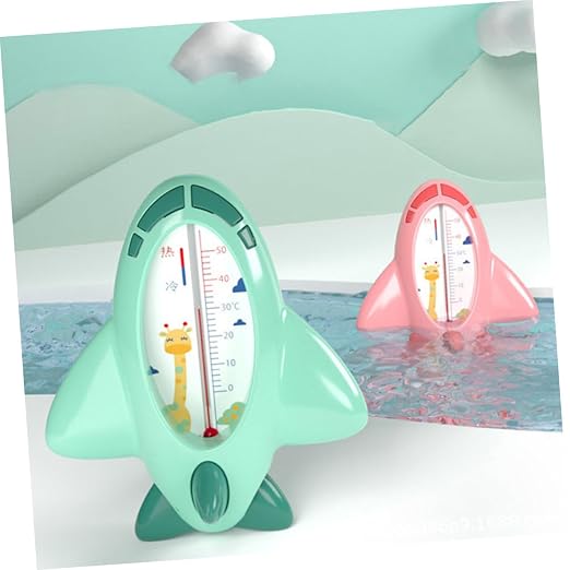 Toyvian Bath Thermometer Green Cartoon Plane Shape Accurate Water Temperature Reading Safe for Newborn Shower and Bath Easy to Use Material