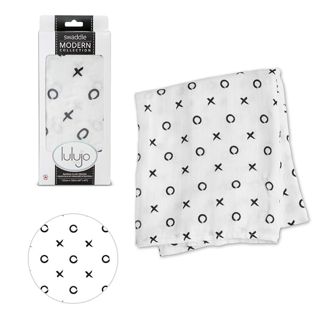 Lulujo Baby Swaddle Blanket| Unisex Softest Bamboo Viscose Muslin Swaddle Blanket| Neutral Receiving Blanket for Girls & Boys | 47in x 47in Hugs & Kisses