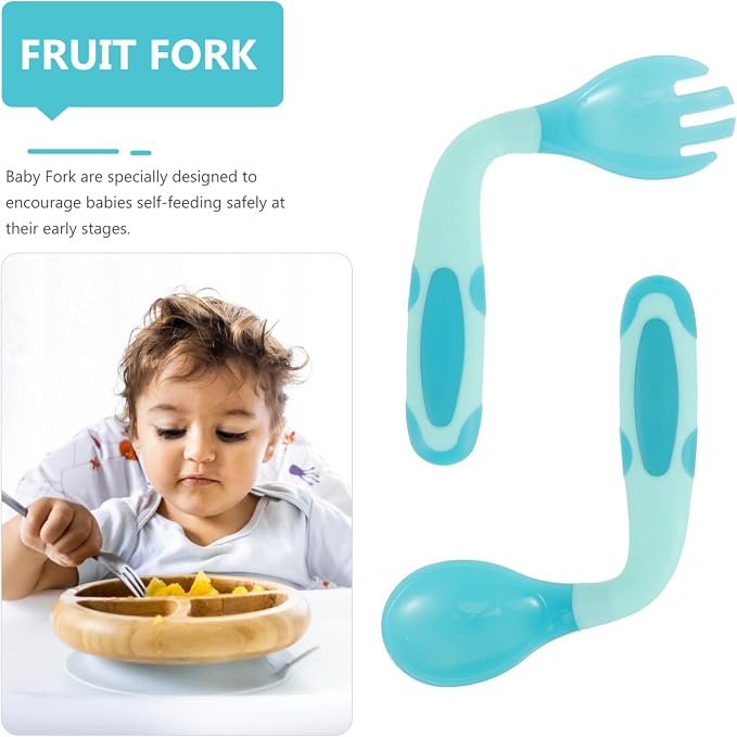 Boys and Girls Utensil Set Boy Girl Spoon and Fork Self-feeding Left-handed Stainless Steel Design