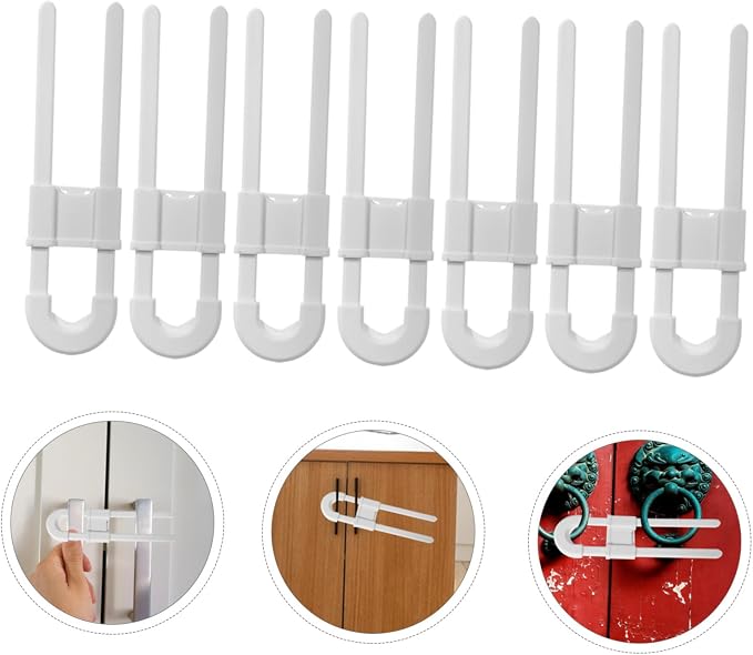 Vaguelly 10pcs Cabinet Locks for Safety U-shaped Locks Easy to Install for Home